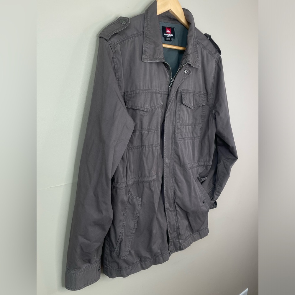 Quick Silver Size Medium Field Jacket Gray Full Z… - image 3